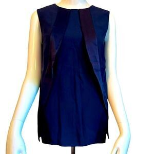 PHILOSOPHY Di LORENZO SERAFINI Navy Blue Acetate Rayon Details Blouse Top.Size 4